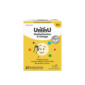 UmmU Мультивитамины и Омега, для детей от 12 лет, 27 жевательных леденцов. новинки