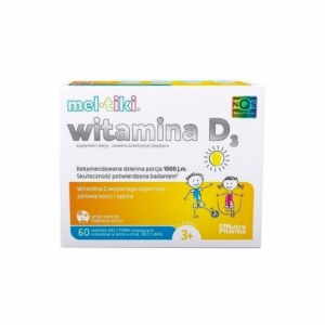 Meltiki witamina D3 1000, Мельтики витамин D3 1000j.m, тропический ароматизатор, с 3-х лет, 60 пастилок
