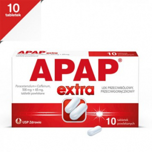 APAP EXTRA – Парацетамол 500 мг + кофеин 65 мг – 10 таблеток*****.