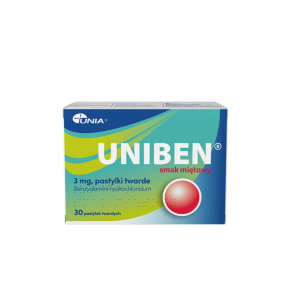 Uniben, Юнибен 3 мг, мятный вкус, 30 твердых леденцов