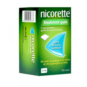 Nicorette Classic 2 мг, лекарственная жевательная резинка, 105 штук