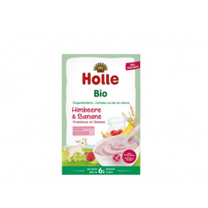 Holle Bio Organic, рисовая каша с малиной и бананом на козьем молоке, без глютена, для детей от 6 месяцев, 200 г