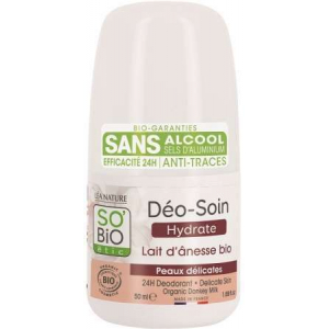 So'Bio Etic, Шариковый дезодорант с органическим ослиным молоком, для чувствительной кожи, 50 мл,    новинки