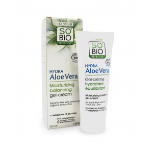 So'Bio Etic Hydra Aloe Vera, крем-гель увлажняющий и балансирующий, для комбинированной и жирной кожи, сок алоэ, 50 мл