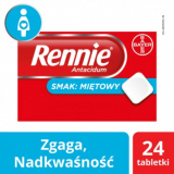 Rennie Antiacidum со вкусом мяты Ренни - 24 таблетки для рассасывания, от изжоги, кислотного рефлюкса и расстройства желудка 