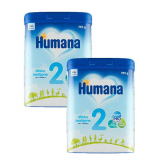 Сухое молоко Humana 2 next, 2 x 750 г + влажные салфетки HUGGIES PURE - 56 шт.