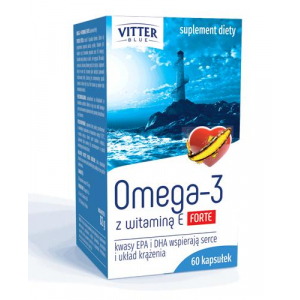 Vitter Blue, Omega-3 Forte,1000мг, Омега-3 Форте 1000мг + витамин Е, 60 ...