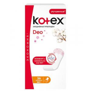 Ежедневные прокладки Kotex Deo Normal, 56 шт   новинки
