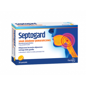 Septogard, Септогард 3 мг, ароматизатор медово-апельсиновый, 20 твердых леденцов,        новинки
