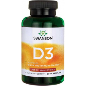 Витамин D3 1000IU, Swanson, 250 капсул