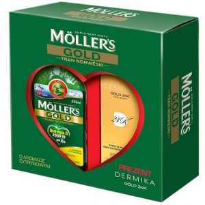 Moller's Gold Norwegian Tran, ароматизатор лимона, 250 мл + Dermika Gold 24 k, крем-маска ночного омоложения, 50 мл
