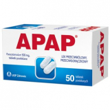 Apap, Апап 500 мг, 50 таблеток, покрытых пленочной оболочкой, обезболивающее, жаропонижающее
