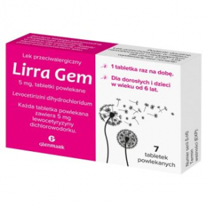 Lirra Gem 5 мг, 7 таблеток, покрытых пленочной оболочкой, противоаллергические