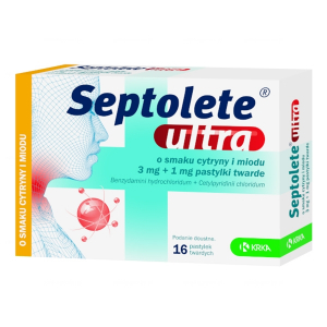 Septolete Ultra, Септолете Ультра 3 мг + 1 мг, со вкусом лимона и меда, 16 пастилок   