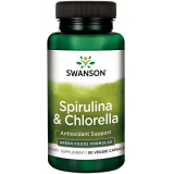 Spirulina&Chlorella,Спирулина и хлорелла органических Swanson, 90 капсул