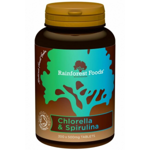 RAINFOREST FOODS,Spirulin, хлорелла и спирулина BIO 500 мг, 300 таблеток