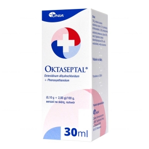 Oktaseptal,Октасептал, (0,1 г + 2 г) / 100 г, спрей для кожи, 30 мл                