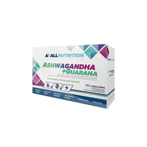 Allnutrition, Ashwagandha + Guarana, индийский женьшень, 30 капсул                                  HIT