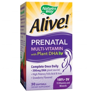 Nature's Way, Alive, Prenatal Multi-vitamin with Plant DHA, 30 kапсул