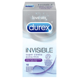 DUREX Invisible Невидимые, презервативы, дополнительно увлажненные, супертонкие, 10 штук