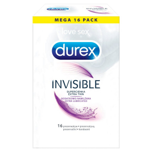 DUREX Invisible презервативы, невидимые, дополнительно увлажненные, супертонкие, 16 штук