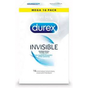 DUREX Invisible, презервативы, невидимка, для большей близости, супер тонкий, 16 штук