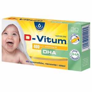 D-Vitum, витамин D для новорожденных, младенцев и детей 400 j.m, 30 капсул твист-офф   NEW