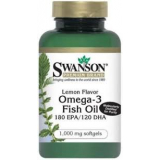 Omega, Омега-3 рыбий жир, аромат лимона, Swanson, 150 капсул