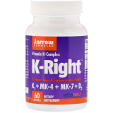 Jarrow K-right, комплекс витаминов K, D3 2000iu 2180мкг, 60 капсул