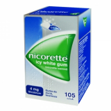 Nicorette Icy White Gum 4 мг, лекарственная жевательная резинка, 105 штук