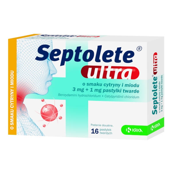 Septolete Септолете Ультра 3 мг + 1 мг, со вкусом лимона и меда, 16 .